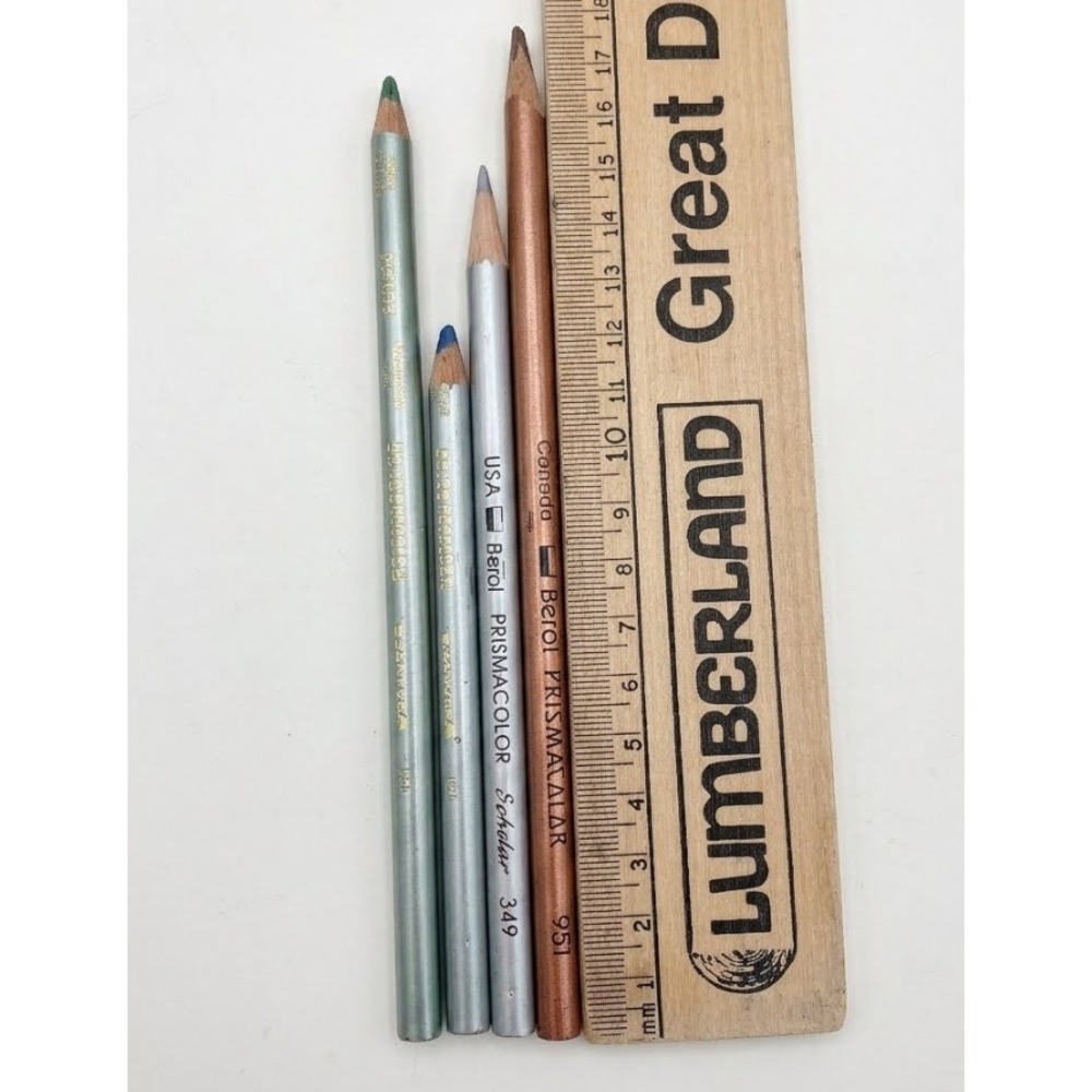 Prismacolor Berol Sanford Vintage Metallic Colored Pencils Lot 4 Silver Copper